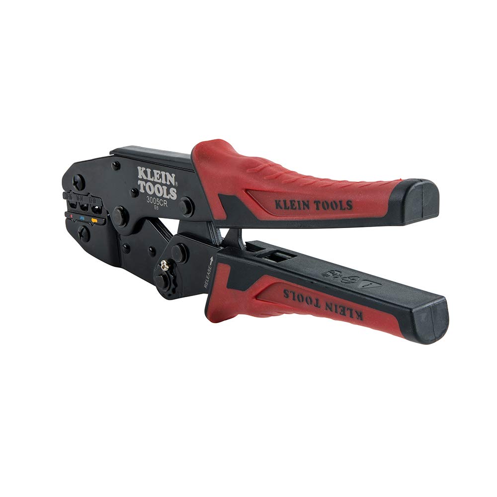 Klein Tools 3005CR with three crimping cavities for 10-22 AWG insulated terminals