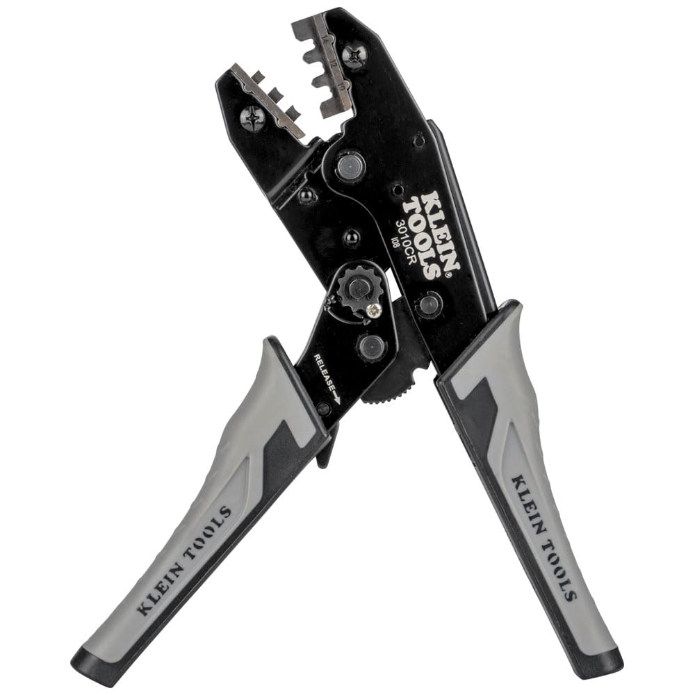 Klein Tools 3010CR solar ratcheting crimper side view for precise MC4 terminals