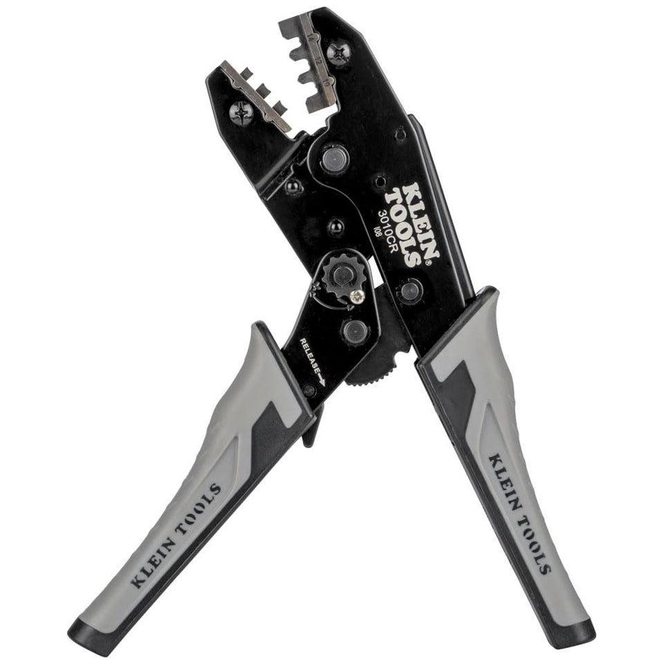 Klein Tools 3010CR solar ratcheting crimper side view for precise MC4 terminals