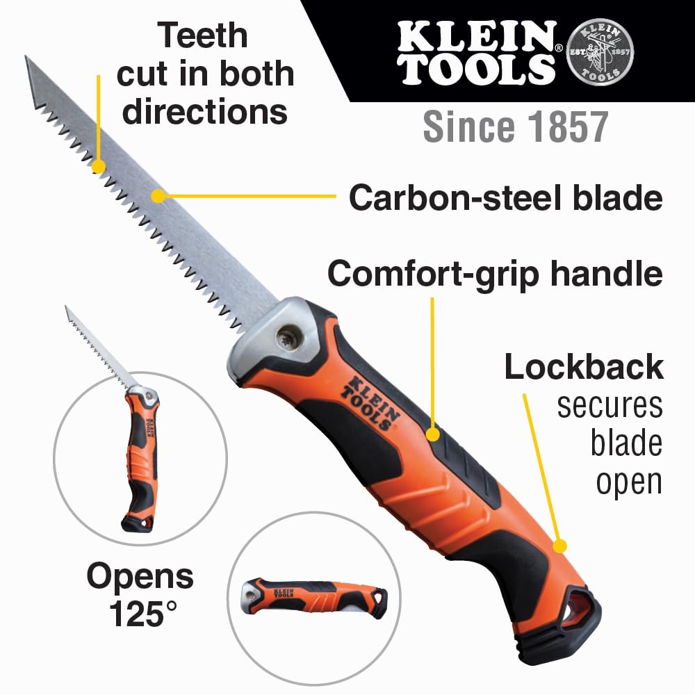 Klein Tools 31737 jab saw extended to 180 degrees for full cuts