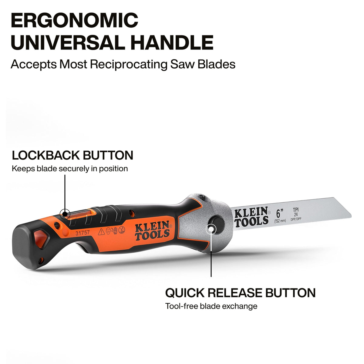 Klein Tools 31757 compact folding jab saw storing blades up to six inches