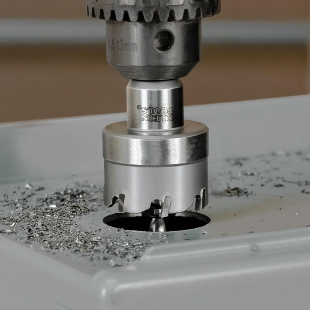 Klein Tools 31852 hole cutter cutting copper brass sheet