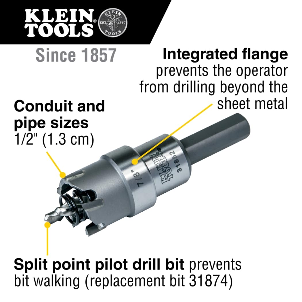 Klein Tools 31852 hole cutter cutting stainless steel sheet