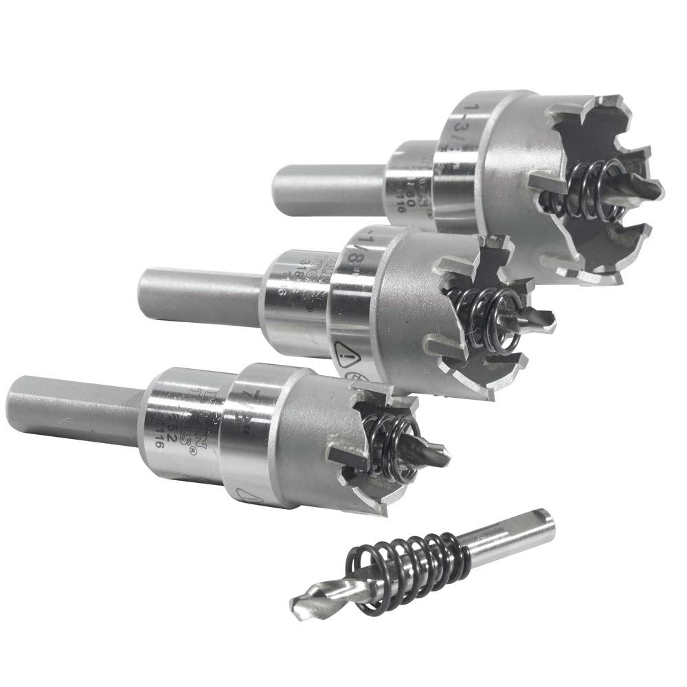 Klein Tools 31872 carbide hole cutters for fast, precise metal cuts.