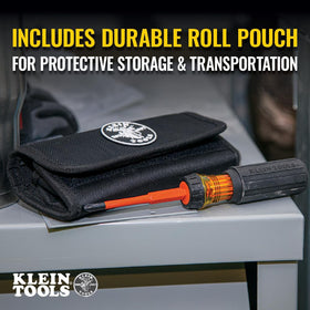Orange insulation provides high visibility on crowded workbenches.