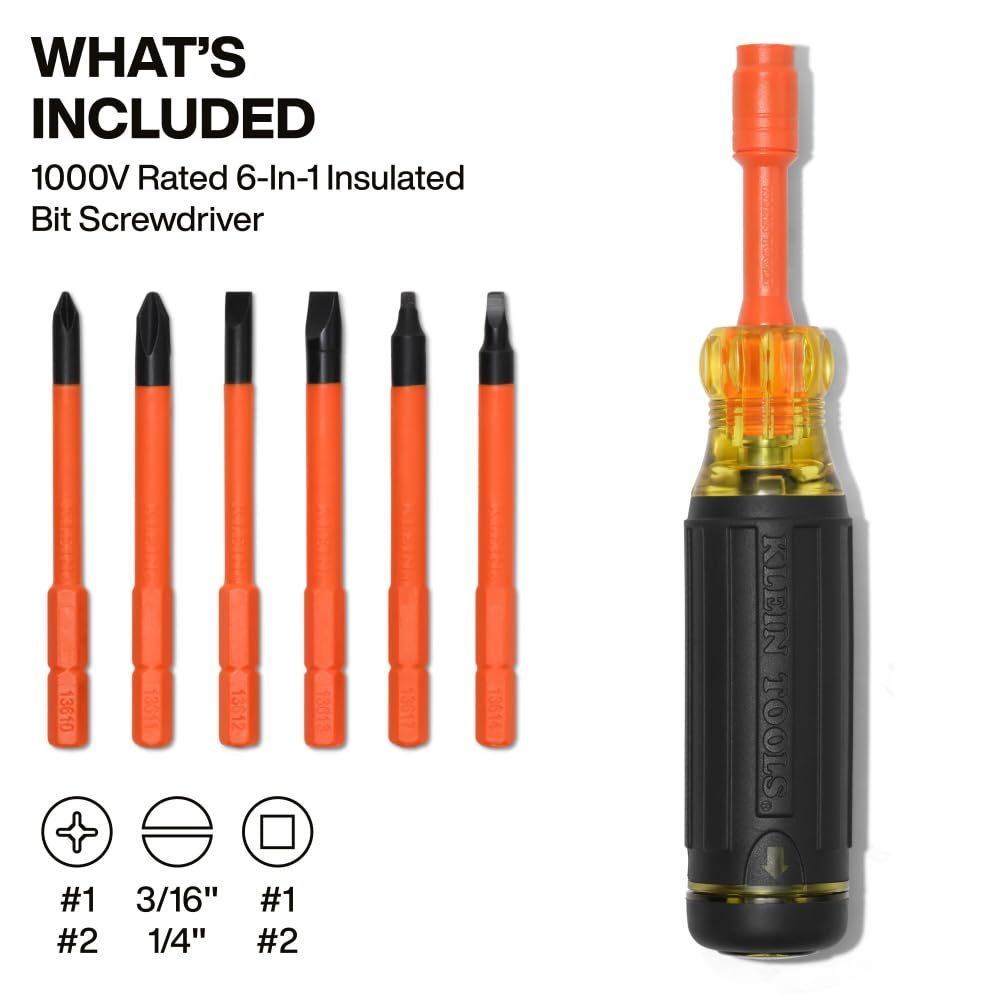 Klein Tools 32306INS tool with bits storage feature visible for organized bit management.