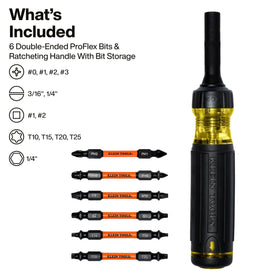 Klein Tools 32313HD Pro-Flex bits onboard for quick bit changes.