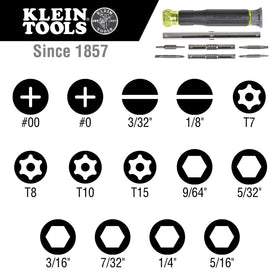 Klein Tools 32314 precision-milled bits reduce cam-out for tight fits.