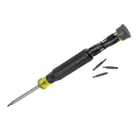 Klein Tools 32327 precision screwdriver with built-in handle storage for quick access.