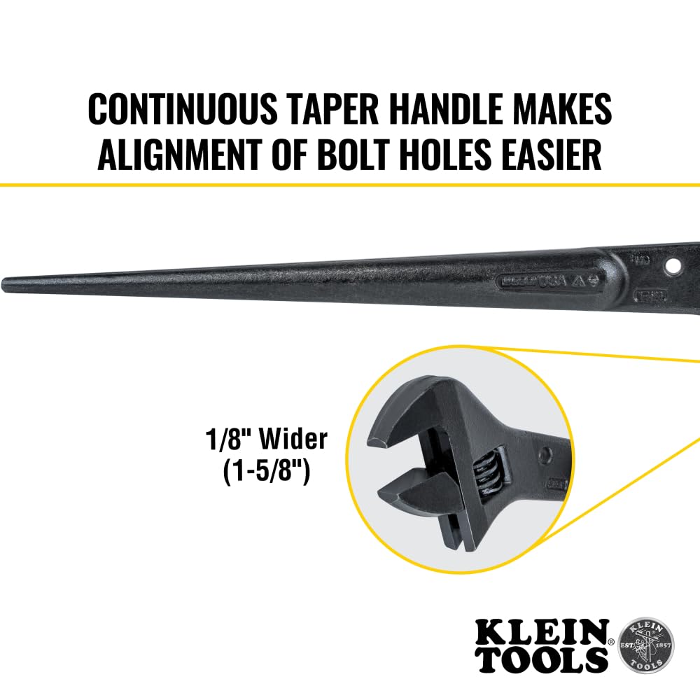16-inch Klein Tools 3239 length provides reach and leverage during installations.