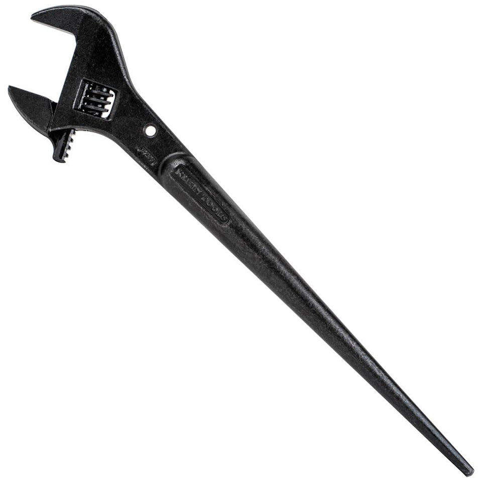 Klein Tools 3239 adjustable spud wrench with extended jaw for large fasteners.