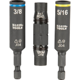 All common drive ends listed in Klein Tools KNect set: Phillips, Slotted, Square, TORX, hex.