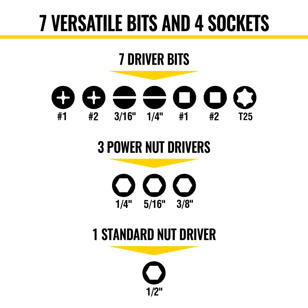 Seven driver bits included for versatile fastening tasks by Klein Tools KNect.