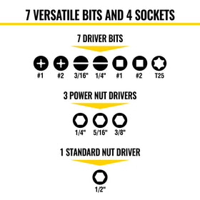 Seven driver bits included for versatile fastening tasks by Klein Tools KNect.