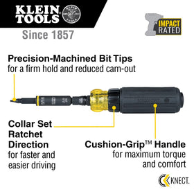 Klein Tools 32500HDRT KNect with 1/4-inch quick-connect for rapid power-tool changes.