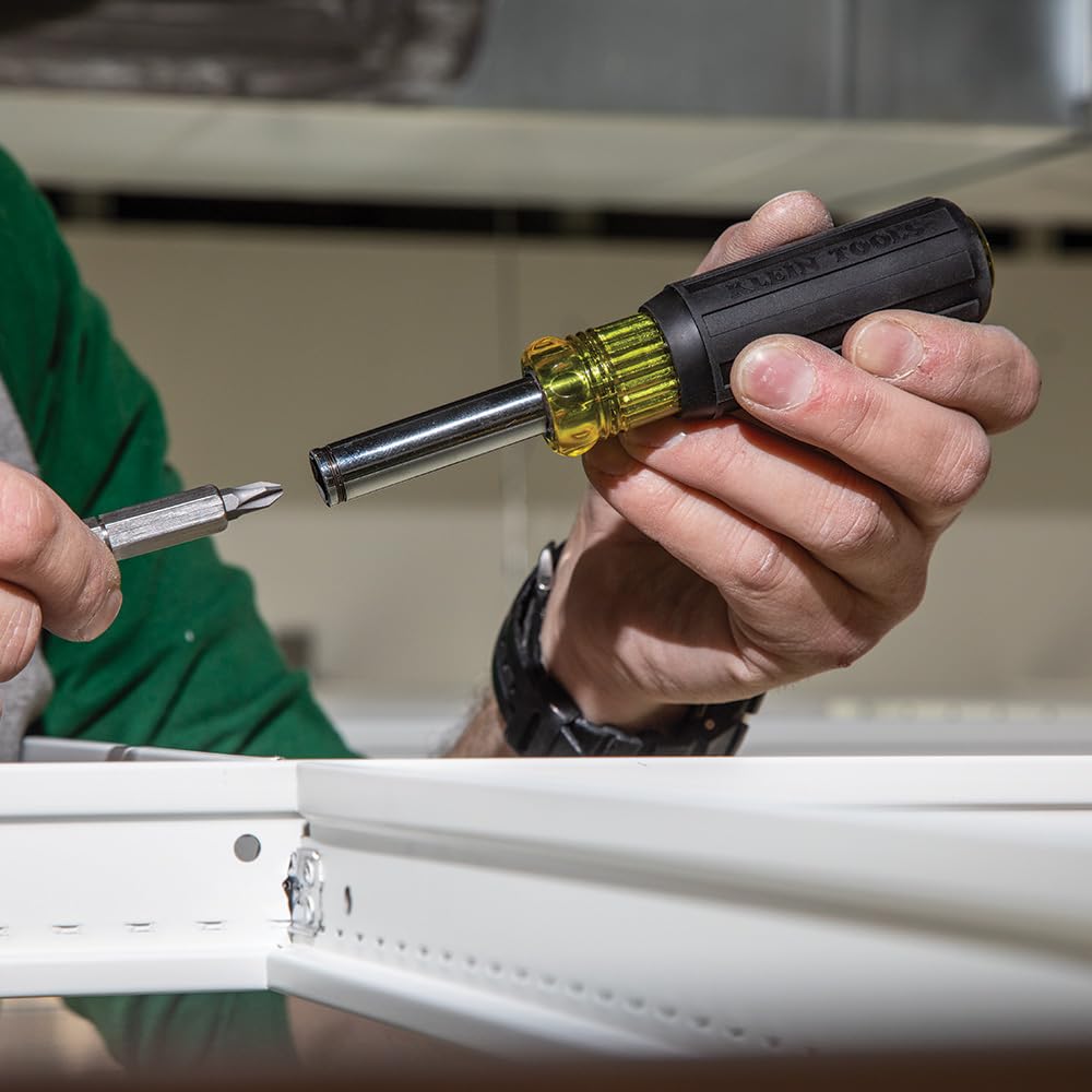 Klein Tools 32500MAG interchangeable shaft enables fast tip swaps.