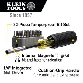 Klein Tools tamperproof bit set for secure fastening options.