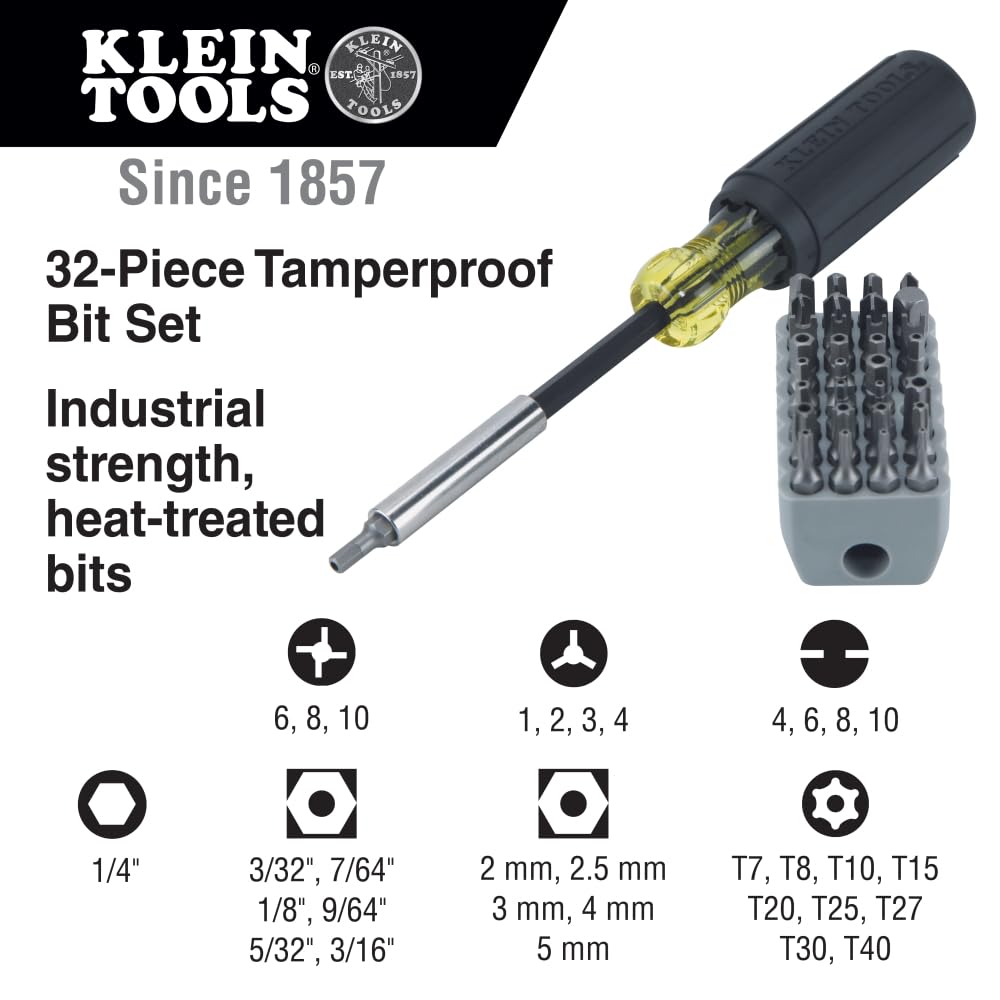 Klein Tools 32510 Torx bits array for precision electronics fasteners.