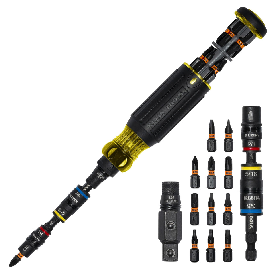 Klein Tools 32517HD KNECT 17-in-1 screwdriver assembly for versatile fastener tasks.