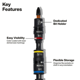 Klein Tools 32517HD KNECT flip socket end enables multiple functions.