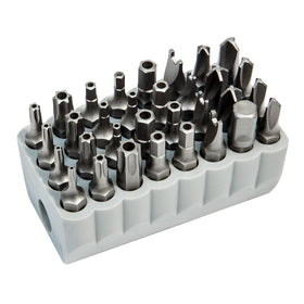 Klein Tools 32525 tamperproof bits in the PVC block for quick access