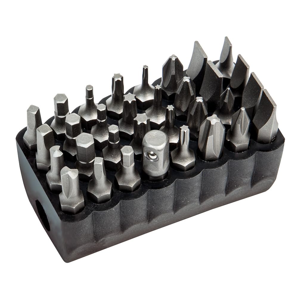 Klein Tools 32526 with PVC block storage keeps standard bits organized and easy to access.