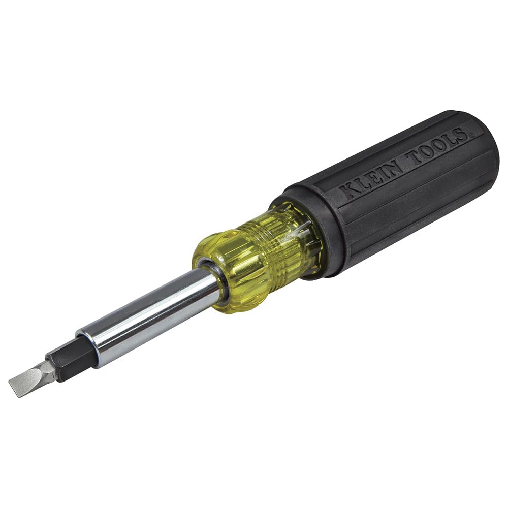 Klein Tools 32557 compact 10-in-1 design fits in a tool belt.