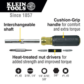 Klein Tools 32557 universal tips and nut driver conversion enables quick changes.