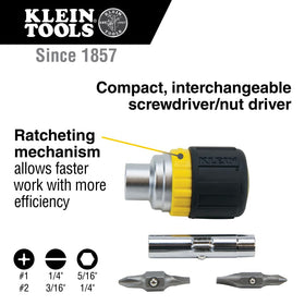 Klein Tools 32593 six-in-one tool with bit selection shown for versatile quick fixes.