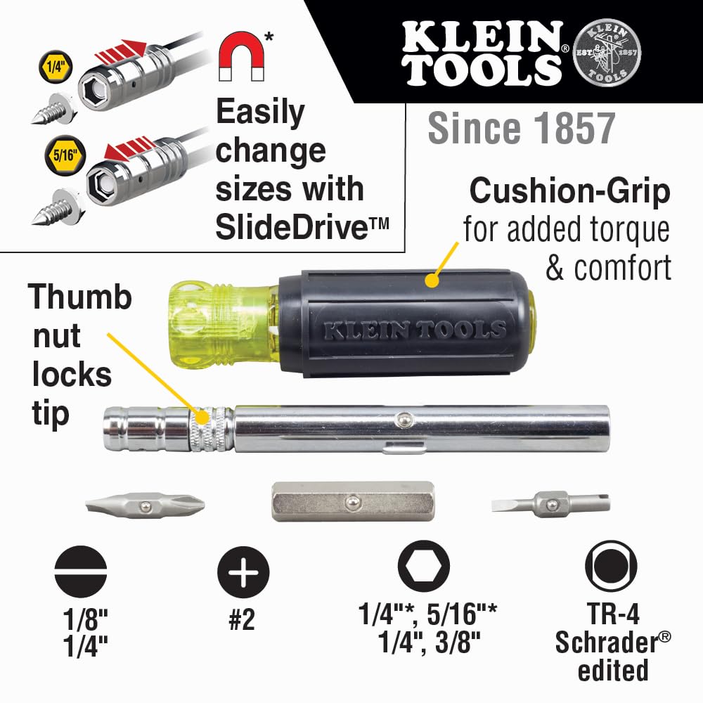 Klein Tools 32596 magnetic hex drivers simplify holding metal screws on the job