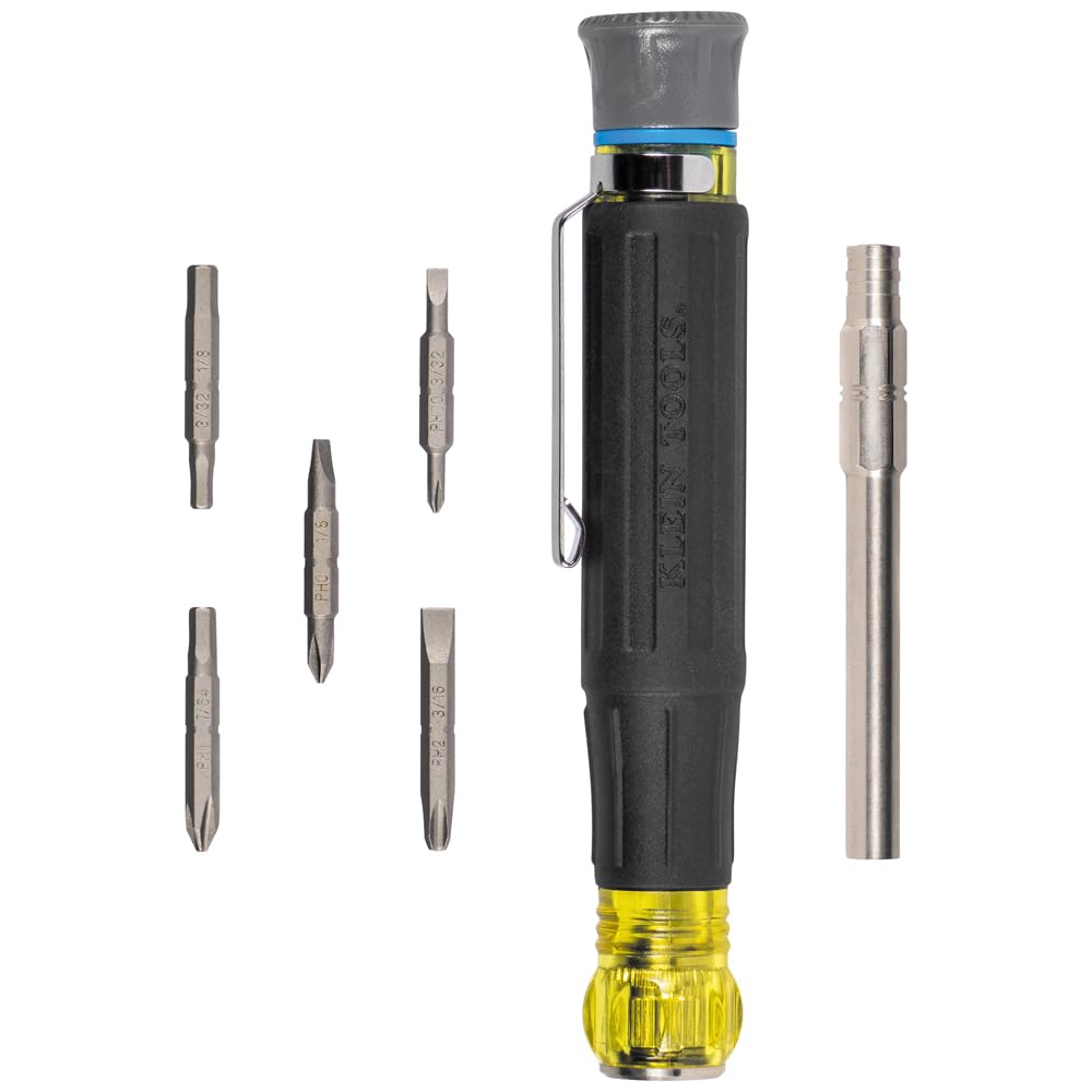 Quick-connect compatible handle on Klein Tools 32611P fits 1/4 inch bits.