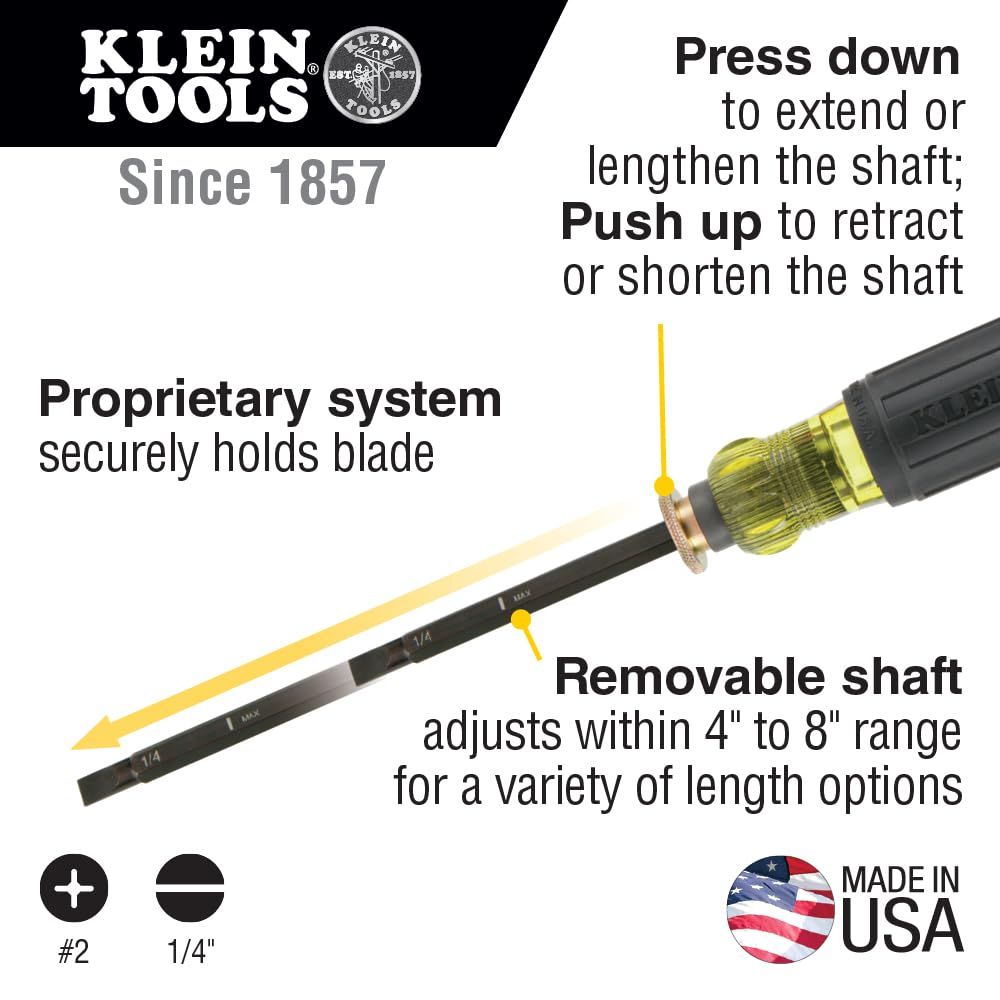 Klein Tools 32751 removable shaft shown for swapping tips quickly