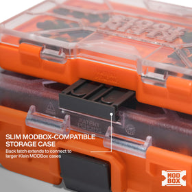 Klein Tools secure-pivot storage prevents bits from dropping.