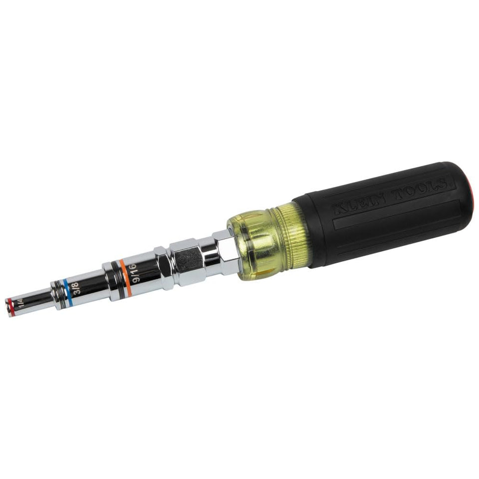 Klein Tools 32809MAG pass-through handle enables quick hex nut driving onto threaded rods.