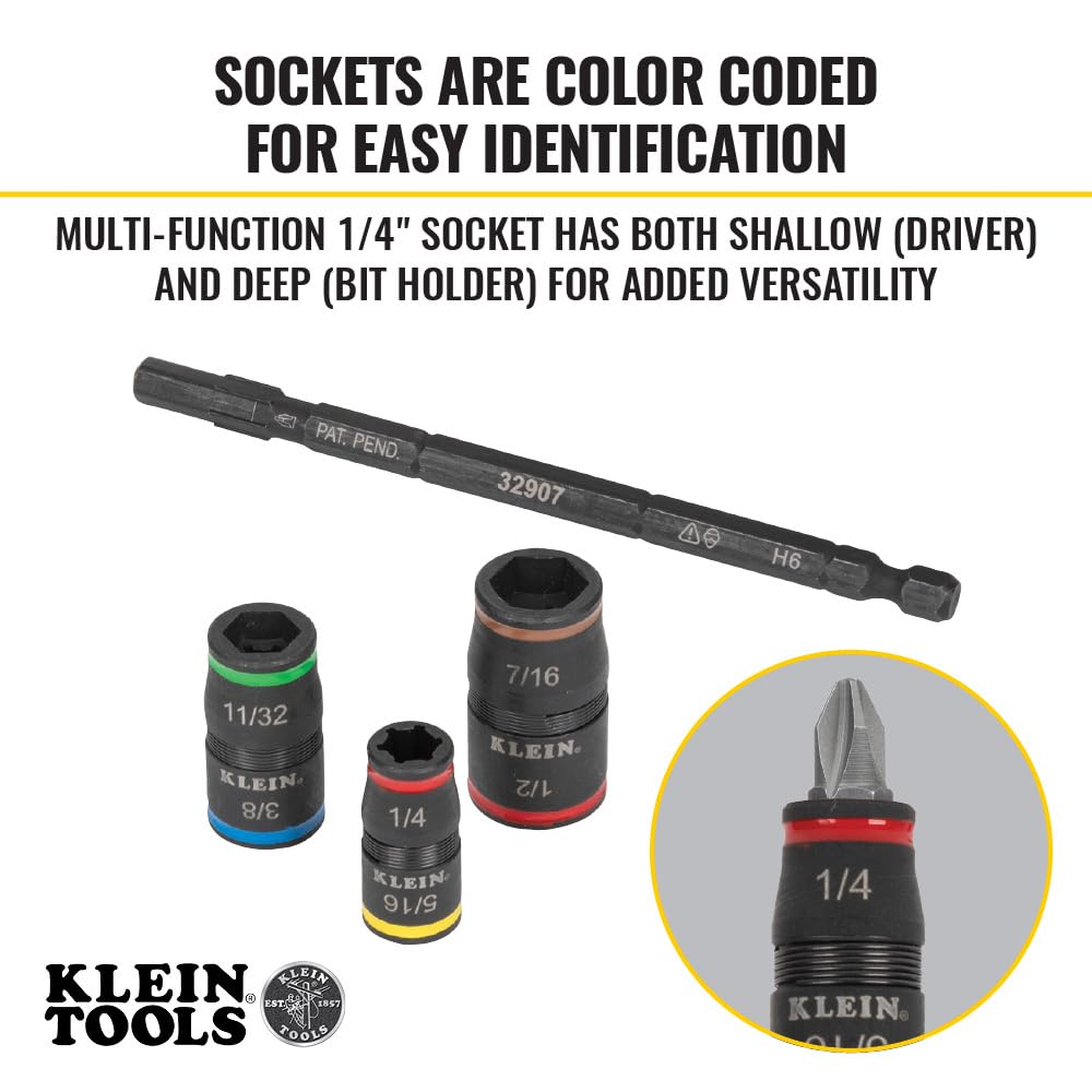 Klein Tools 32907 magnet holds fasteners for one-handed operation.