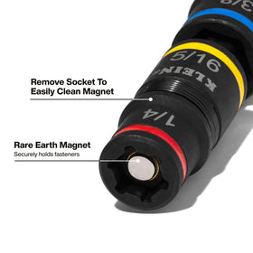 Klein Tools 32910RCHT bit holder keeps bits organized for quick access.
