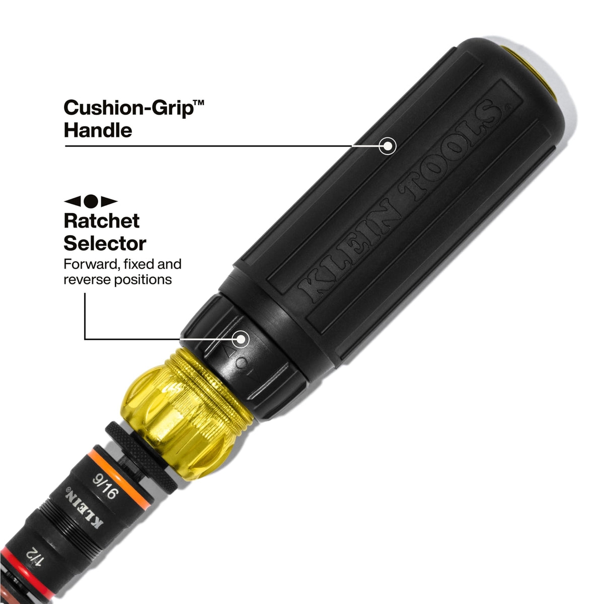 Klein Tools 32910RCHT color-coded sockets simplify size identification on site.