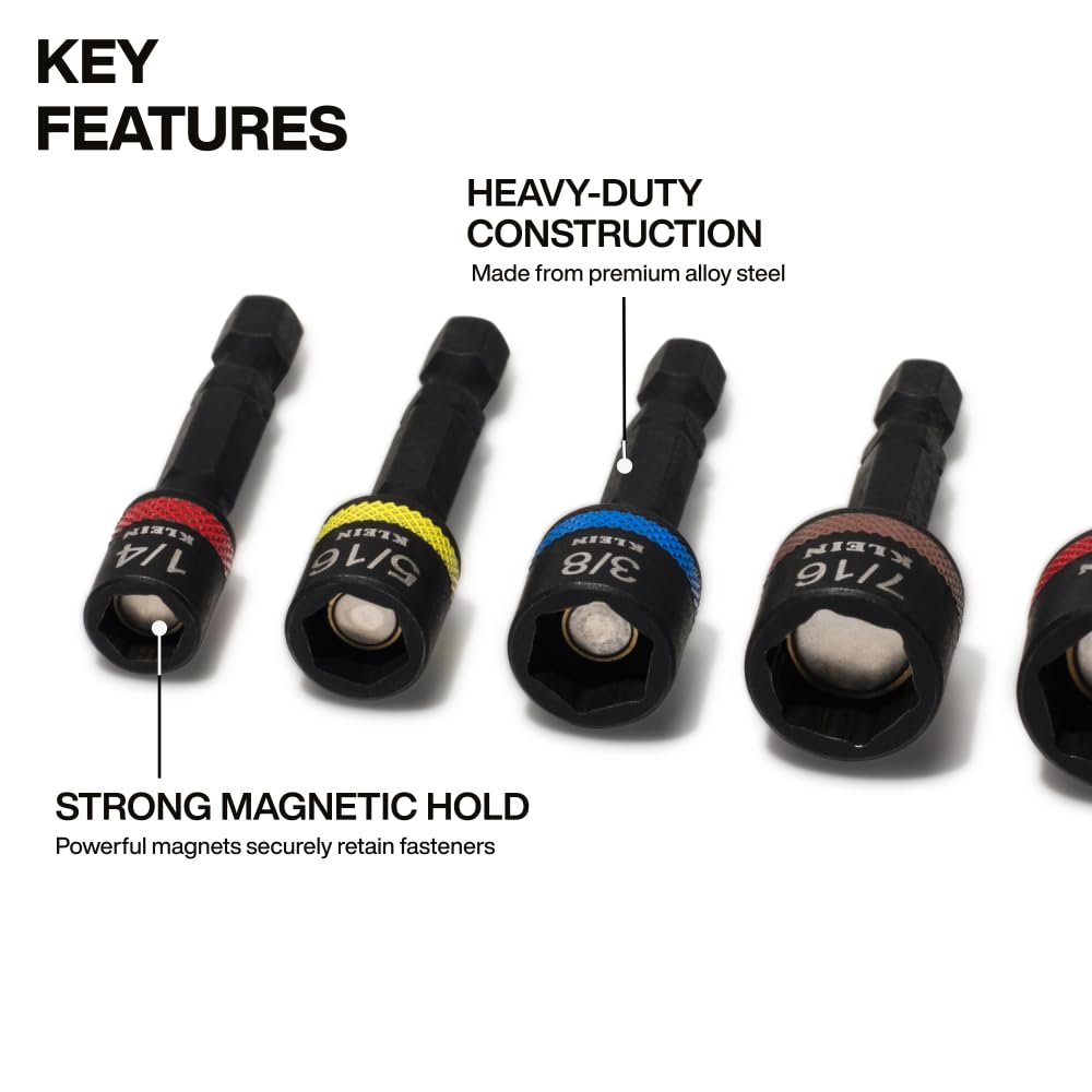 Klein Tools 32925S impact-rated nut drivers designed for high-torque tasks.