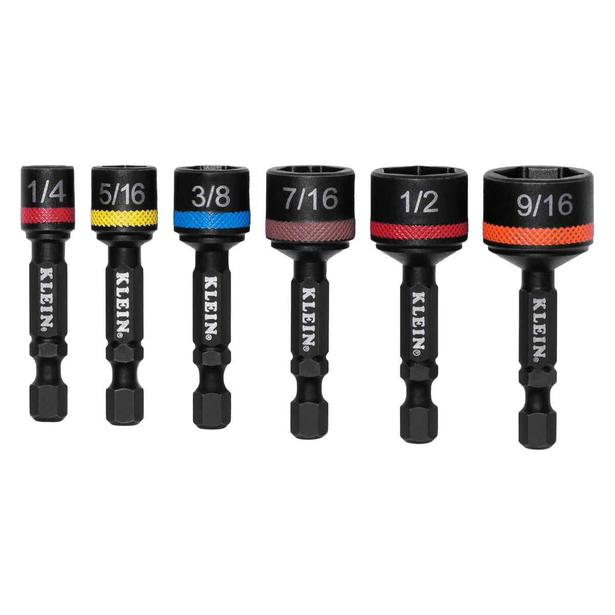 Klein Tools 32926S magnetic power nut setters organized in case for quick access.