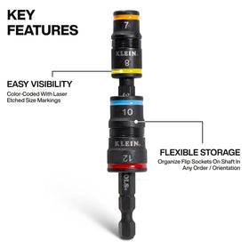 Klein Tools 32932M 8 mm flip socket enabling rapid adjustments.
