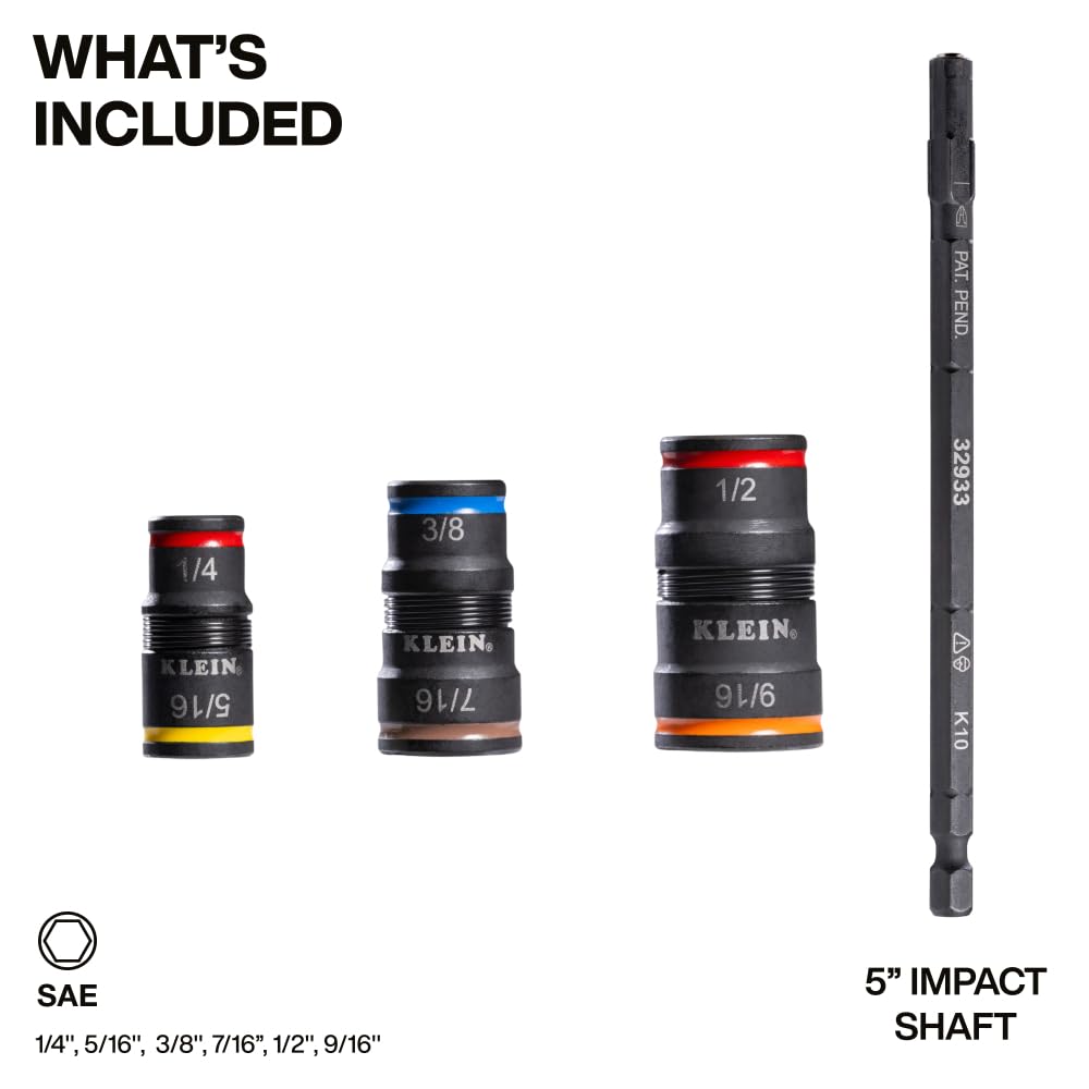 Klein Tools 32933 color-coded sizes help you identify the correct hex driver quickly