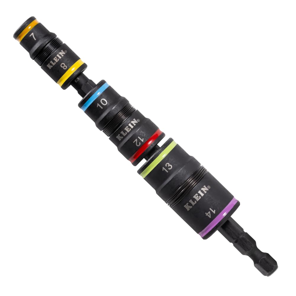 Klein Tools 32933M flip socket set on the shaft enables quick size changes during projects.