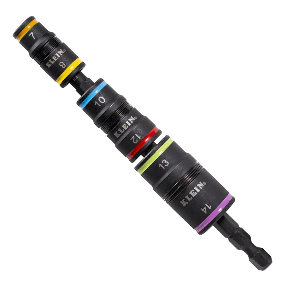 Klein Tools 32933M flip socket set on the shaft enables quick size changes during projects.