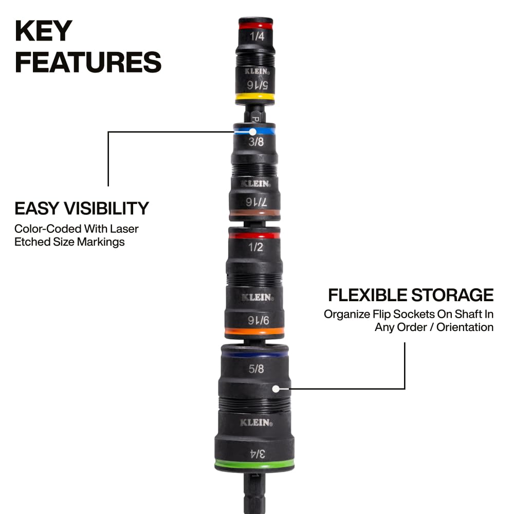 Klein Tools 32933M color-coded sizes simplify selection on busy jobs.