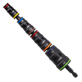 Klein Tools 32934 impact driver in use with flip sockets for quick drive changes.