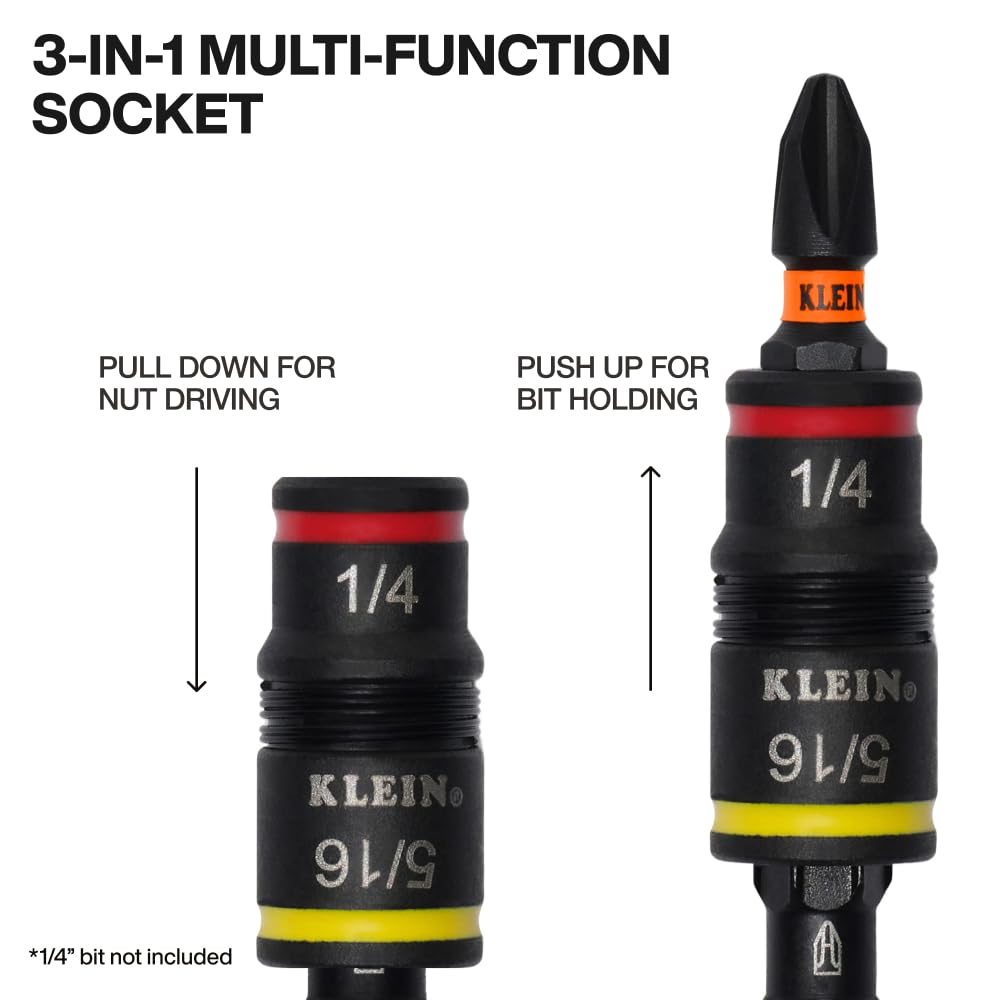 Klein Tools 32934 rare-earth magnet secures fasteners for one-handed operation.