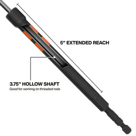 Klein Tools 32940 extended-reach 5-inch shaft for better access in crowded areas.