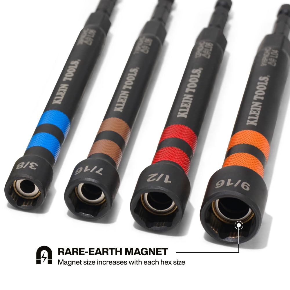 Klein Tools 32940 hollow nut driver 3/8-inch designed for extended reach in tight spaces.