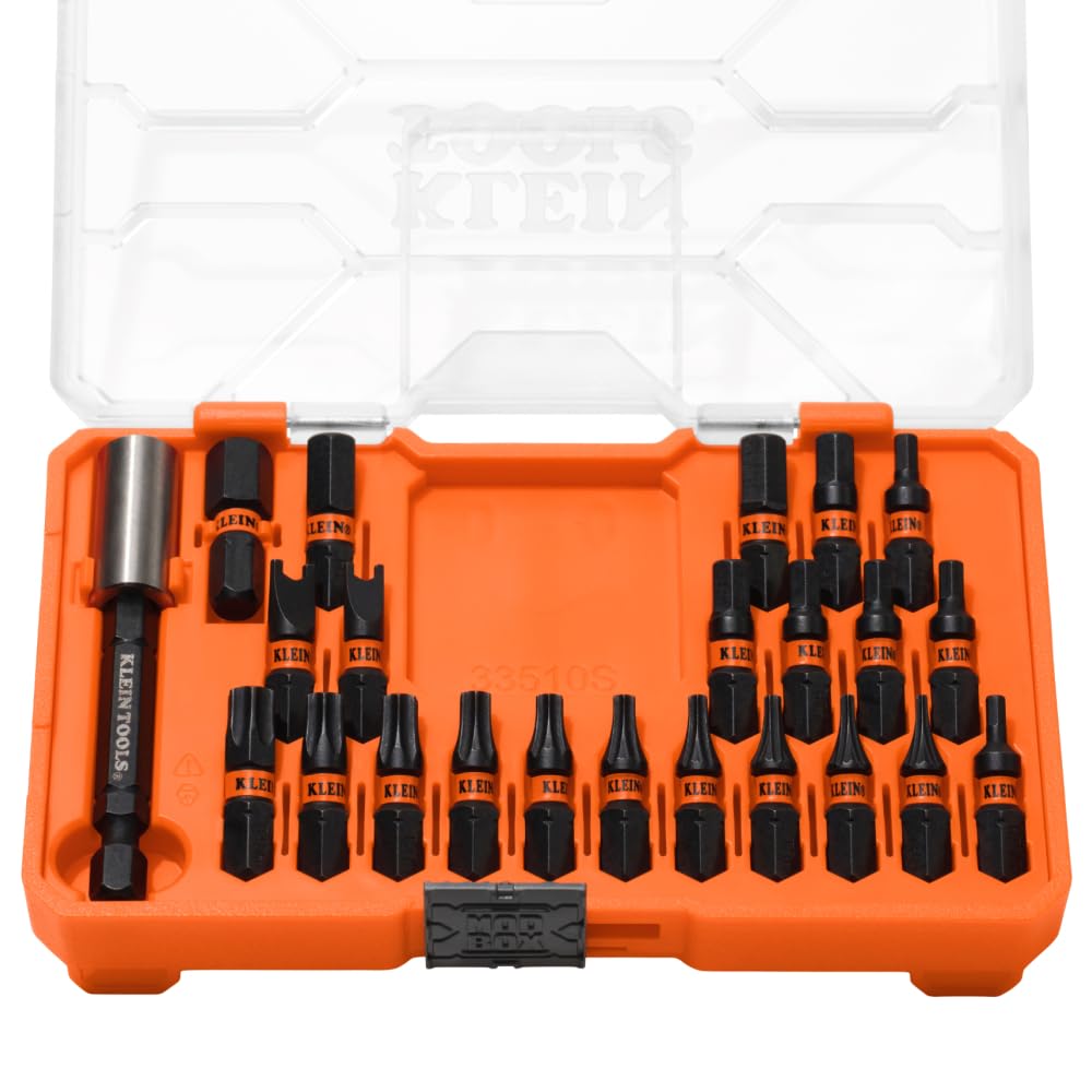 Klein Tools 33510S security bit set close-up with tamperproof bits for HVAC tasks