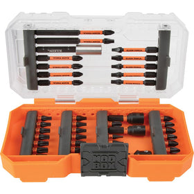 Klein Tools 33801 case open with organized ProFlex bits for quick access